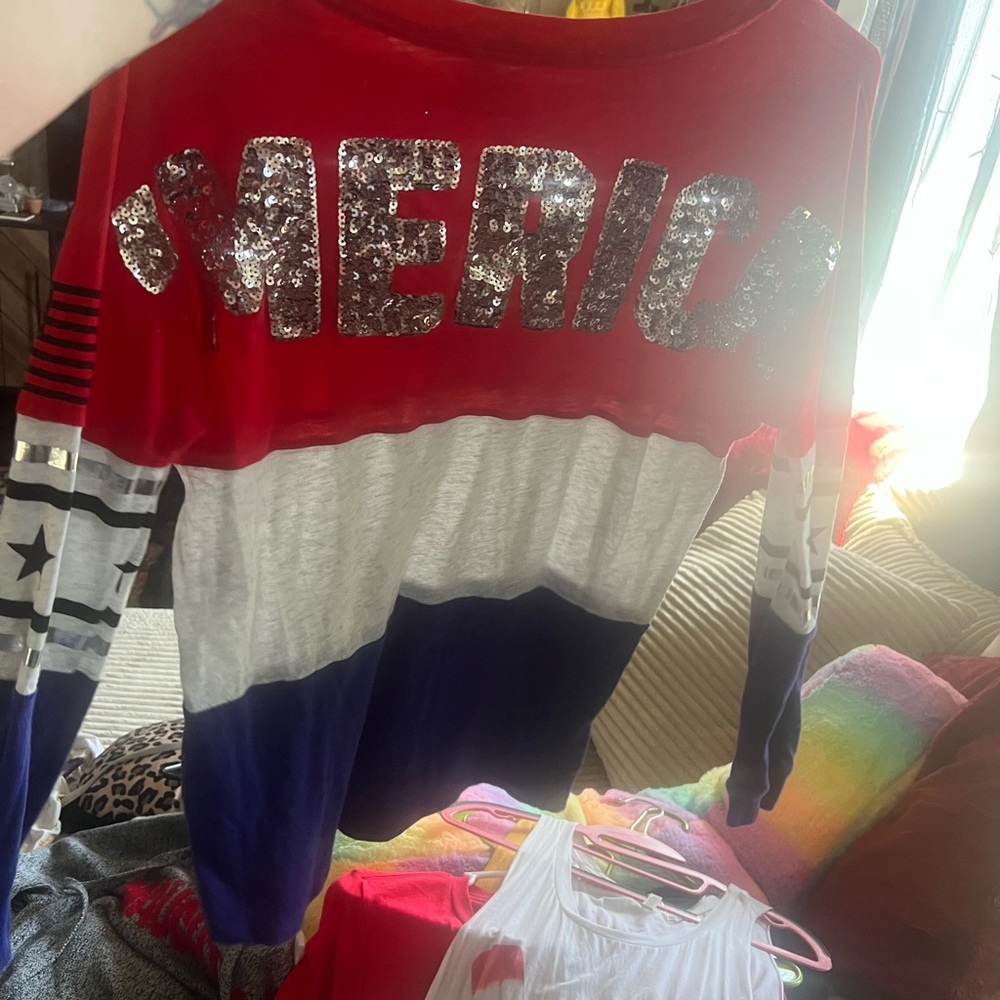 PINK America bling xs long sleeve
